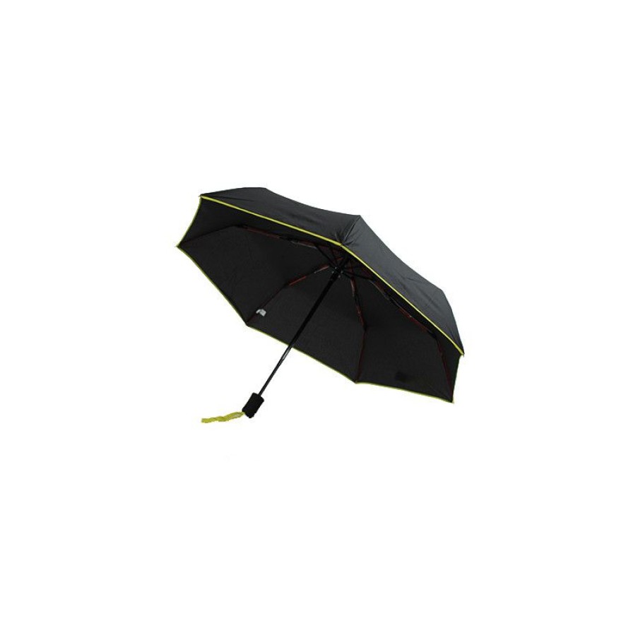 New Parapluie Solide Noir Et Jaune Pliant Automatique