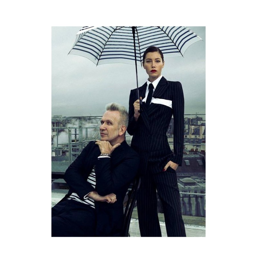 Online Parapluie Droit Imprim Marin Ivoire Et Marine Jean Paul Gaultier