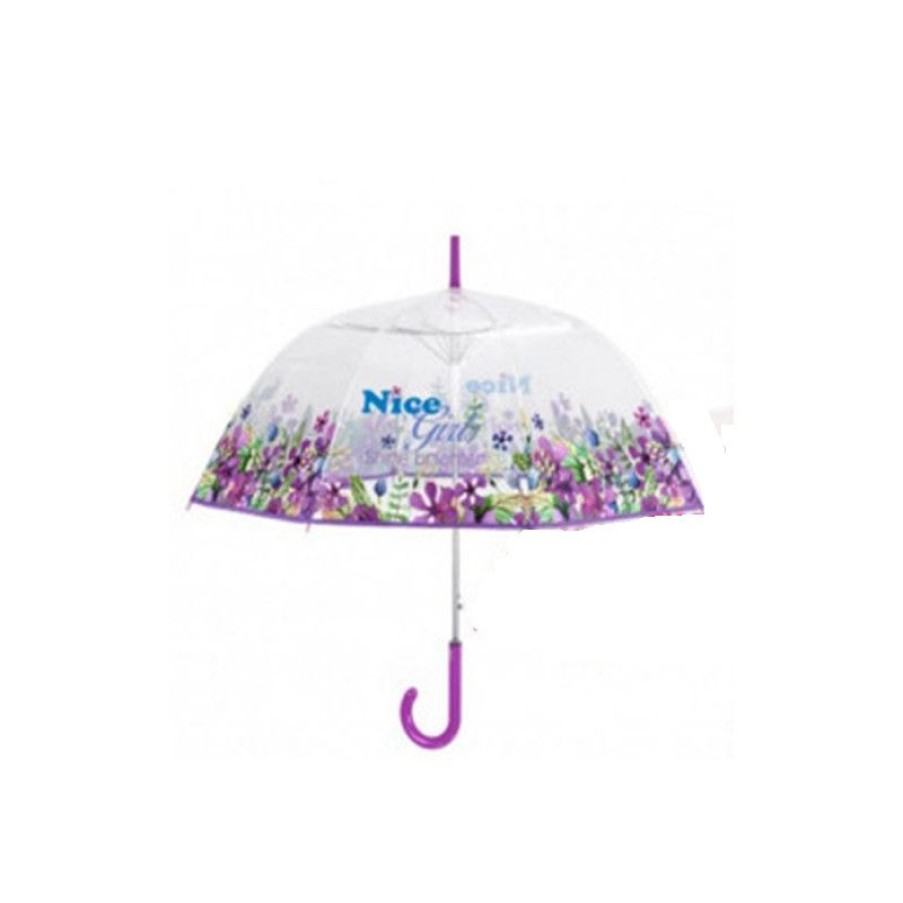 Best Parapluie Cloche Transparent Fleurs Poigne Violette