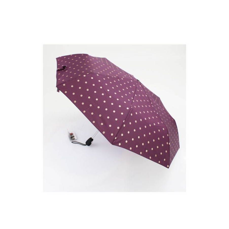 New Parapluie Pliable Pierre Cardin Prune A Pois Dors