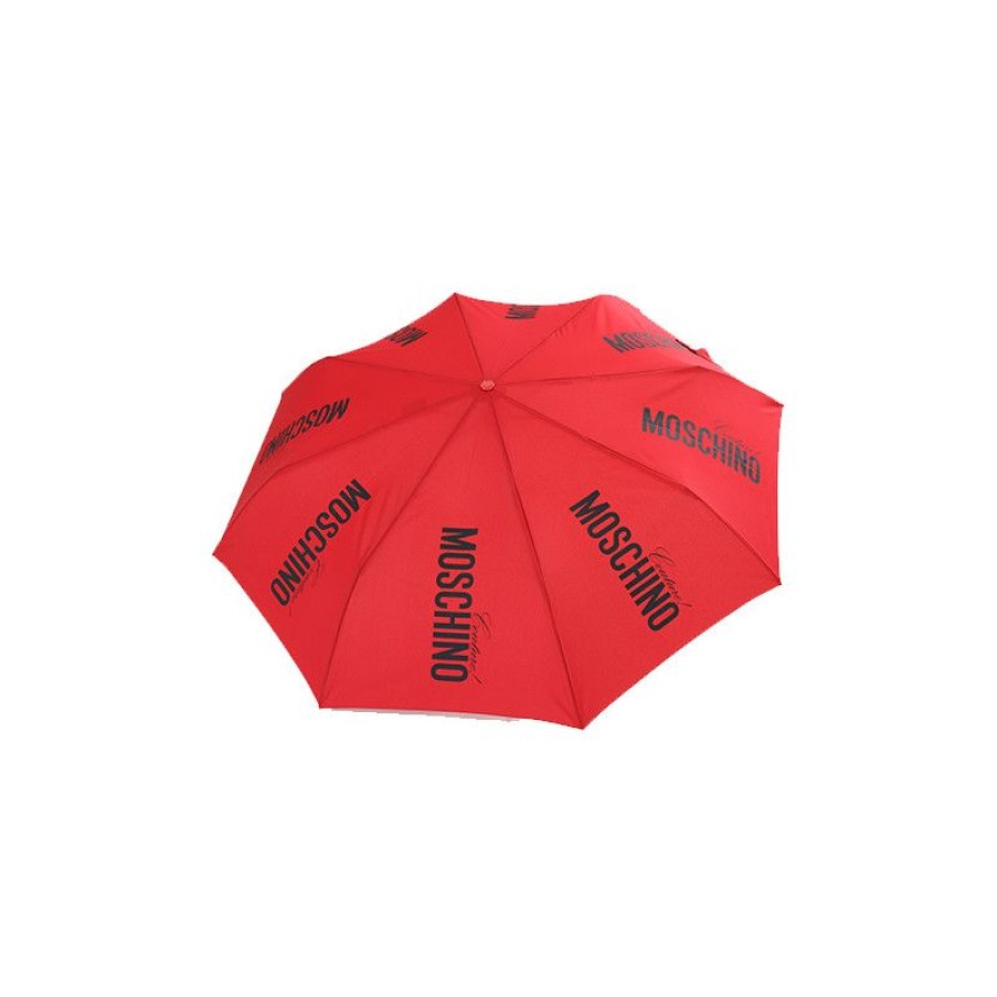 New Parapluie Rouge Pliant Poigne Or Moschino