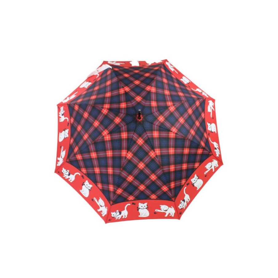 Clearance Parapluie Canne Chats Cossais Rouge