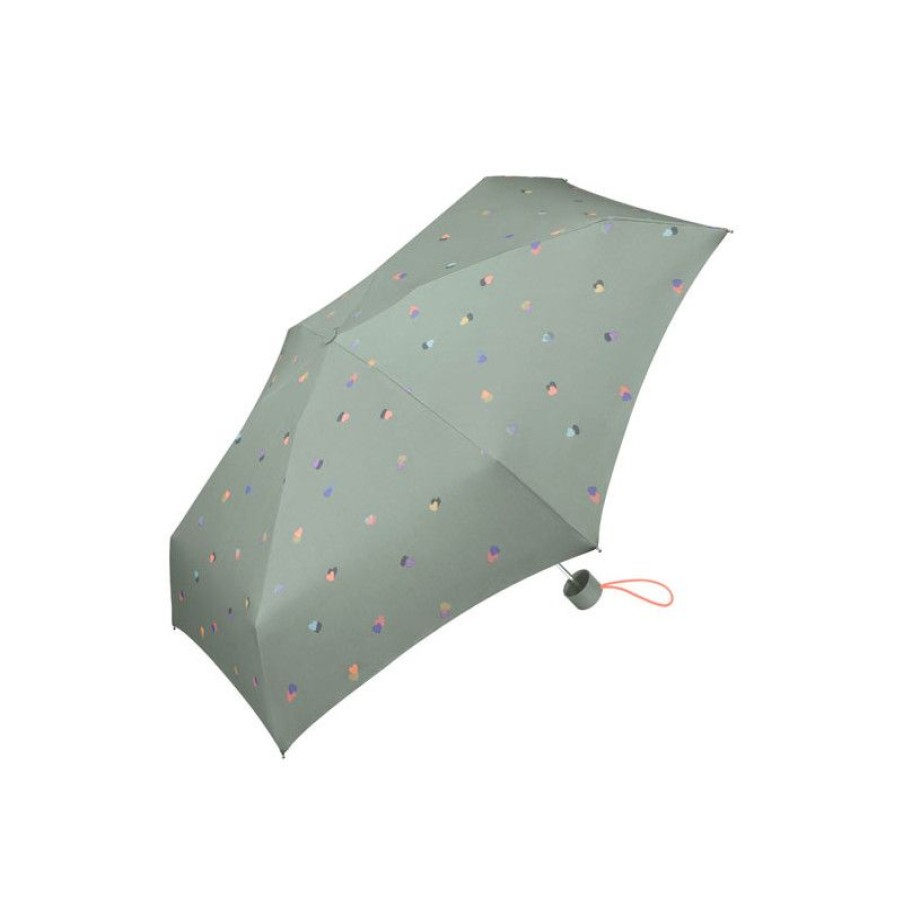 Clearance Mini Parapluie Pliant Esprit Gris Vert Coeurs Duo