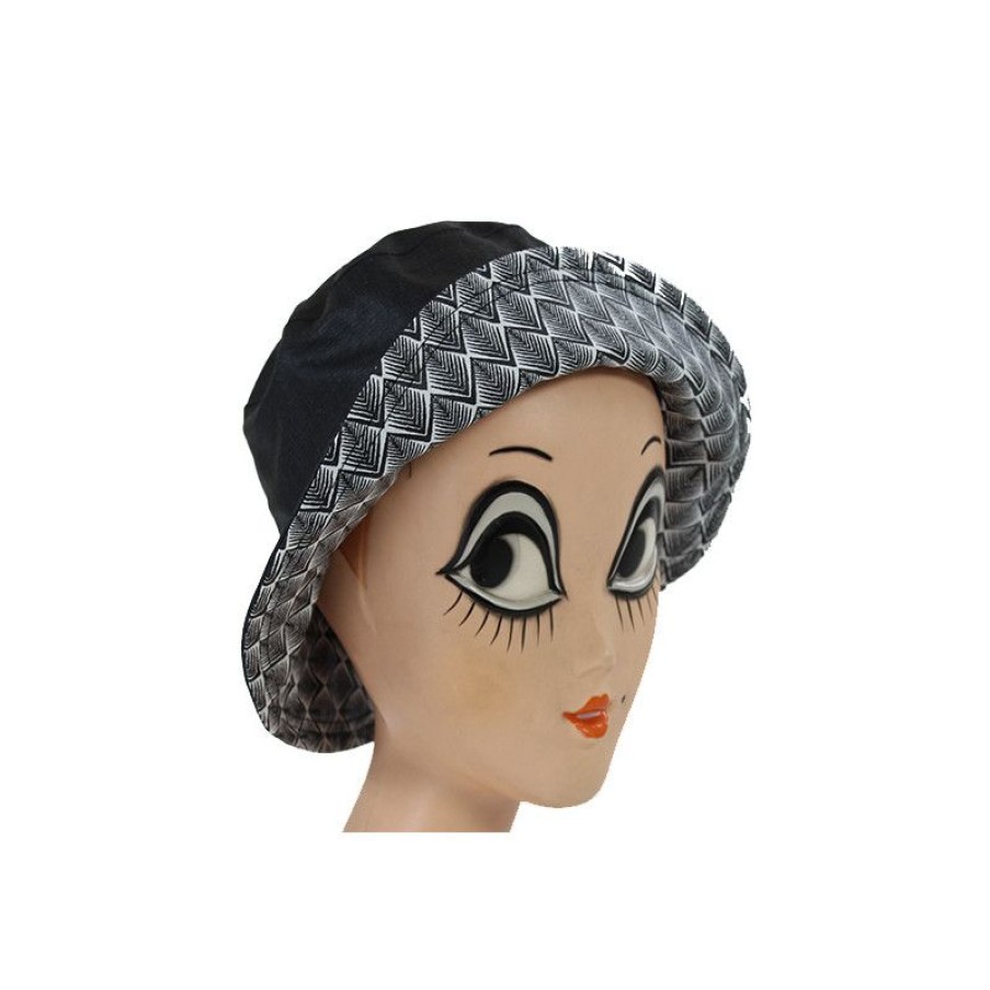 Hot Chapeau De Pluie Noir Revers Motif Chevrons