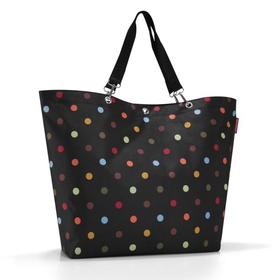 Best Sac Shopping Xl Pliable Noir Et Pois Multicolores