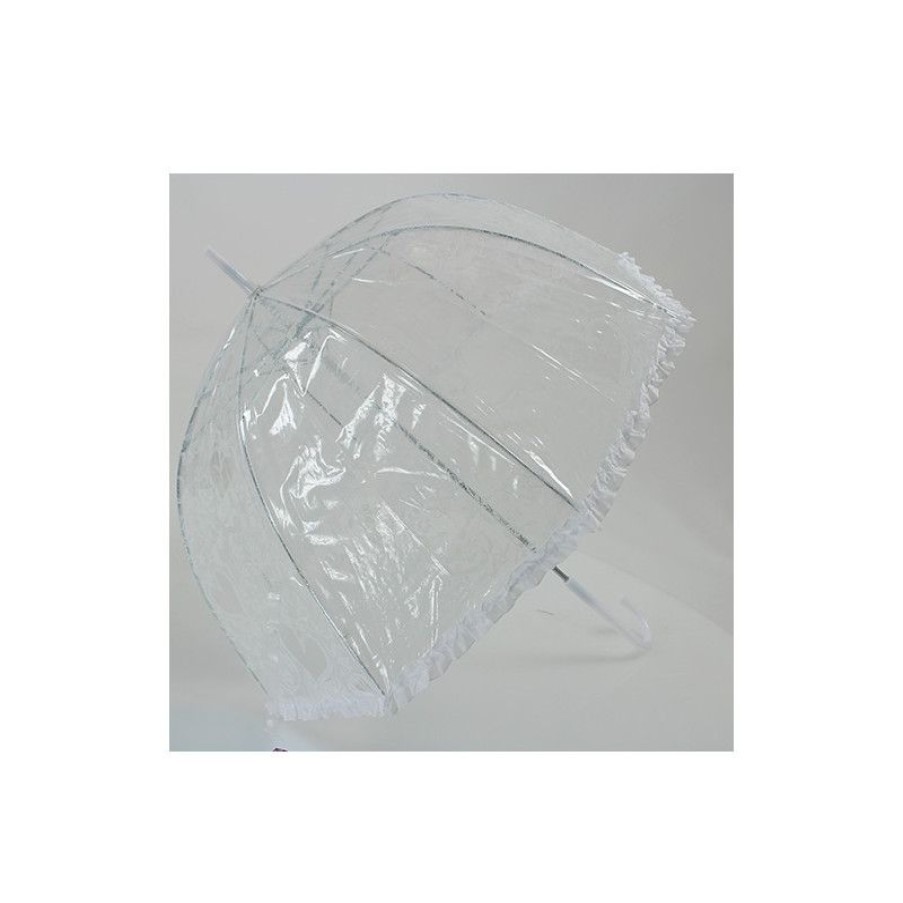 Hot Parapluie Transparent Blanc Coeur Et Dentelle