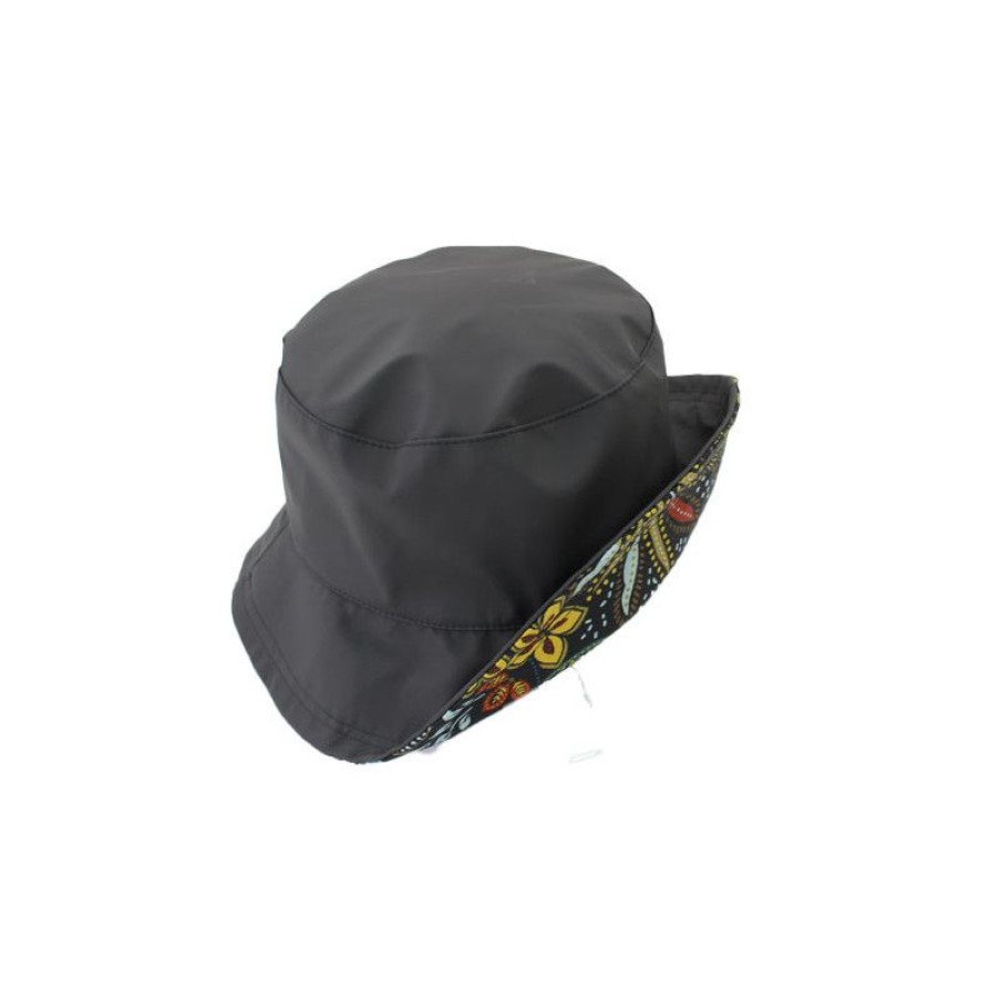 New Chapeau De Pluie Gris Carbone Revers Motif Floral