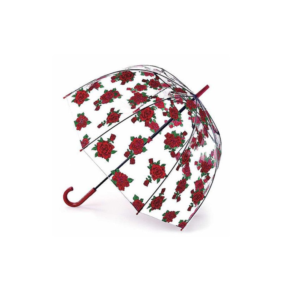 Clearance Parapluie Cloche Transparent Roses Rouges