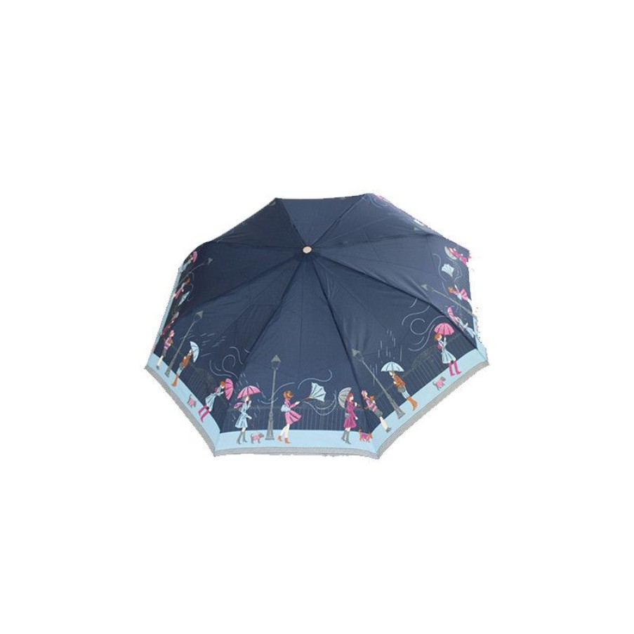 Hot Parapluie Pliant Bleu Femme Motif Tempu00Eate En Ville