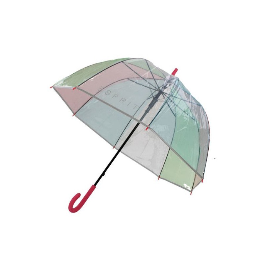 Clearance Parapluie Cloche Transparent Arc En Ciel Esprit Poigne Rose