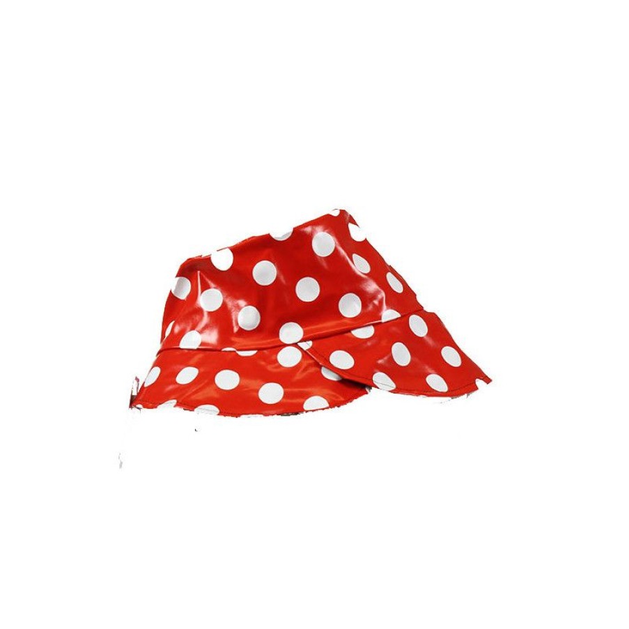 Clearance Chapeau De Pluie Rouge A Pois Blancs Bords Croiss