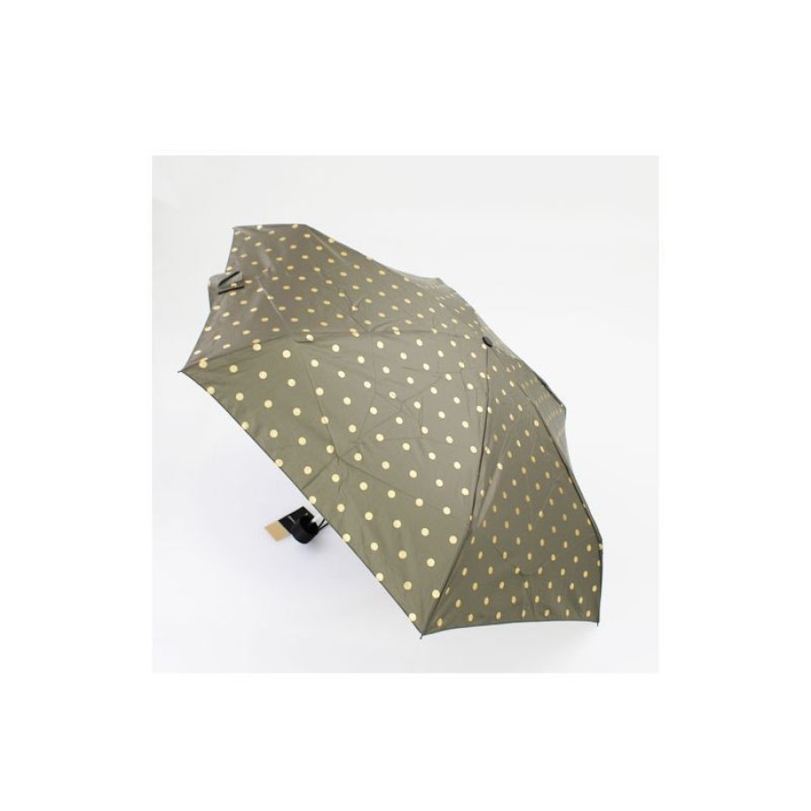 Hot Mini Parapluie Cardin Vert Olive Pois Or