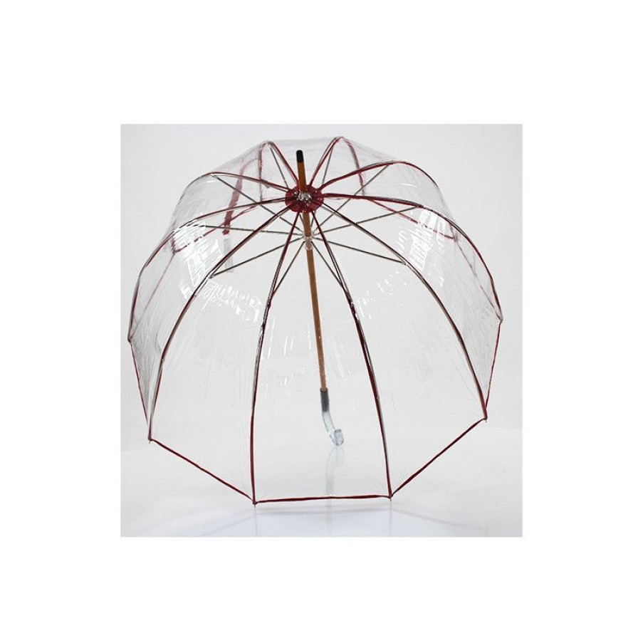 Best Parapluie Transparent Cloche Made In France Ganse Rouge