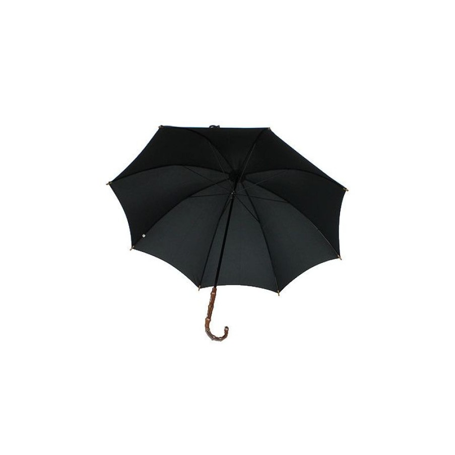 Clearance Parapluie Noir Femme Poigne Aspect Bambou