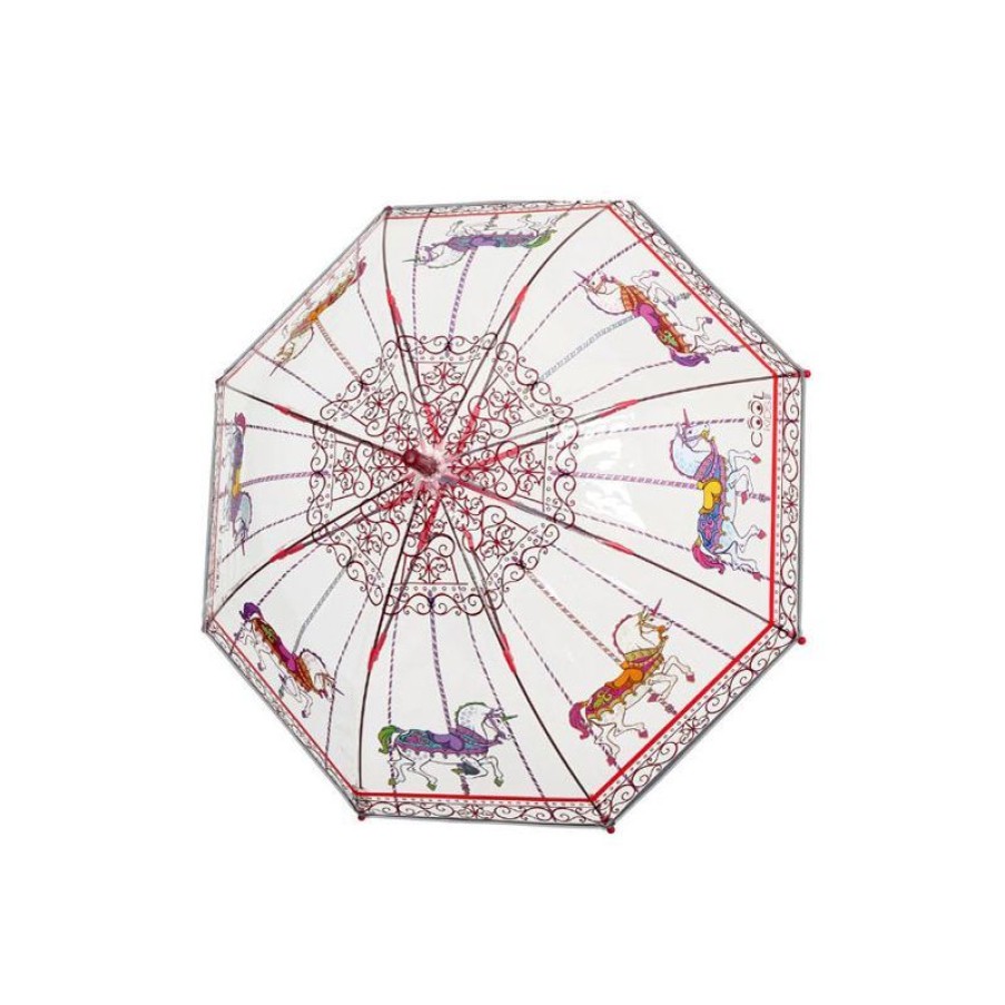 Clearance Parapluie Cloche Enfant Transparent Chevaux De Bois