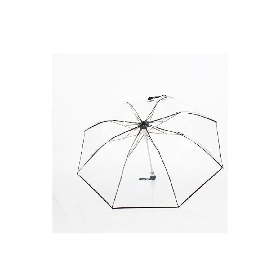 New Parapluie Pliant Transparent Liseret Noir