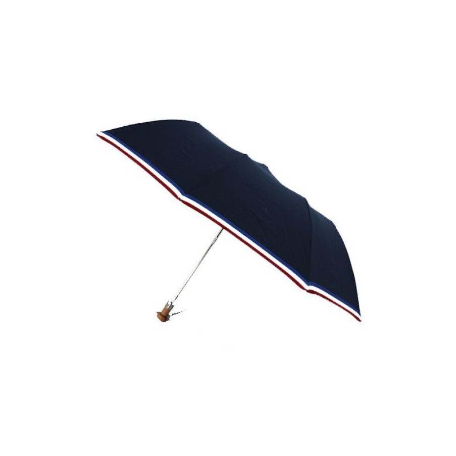 Clearance Parapluie Pliant Haut De Gamme Bleu Marine Liser Tricolore