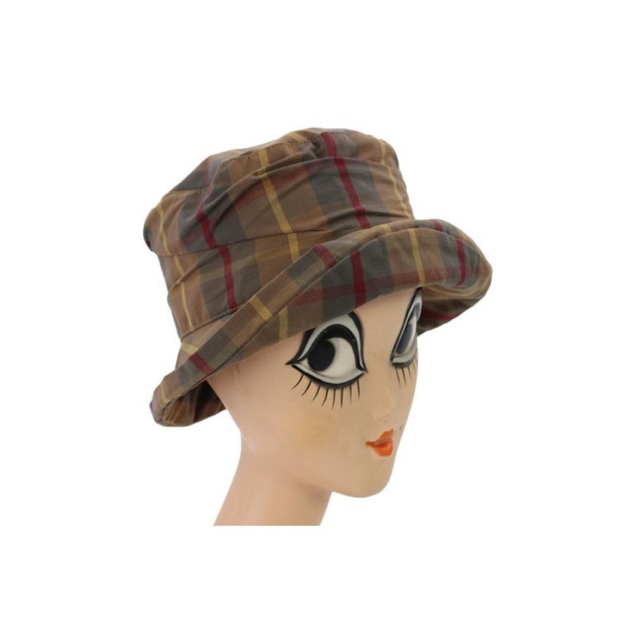 Clearance Chapeau De Pluie Tartan Marron