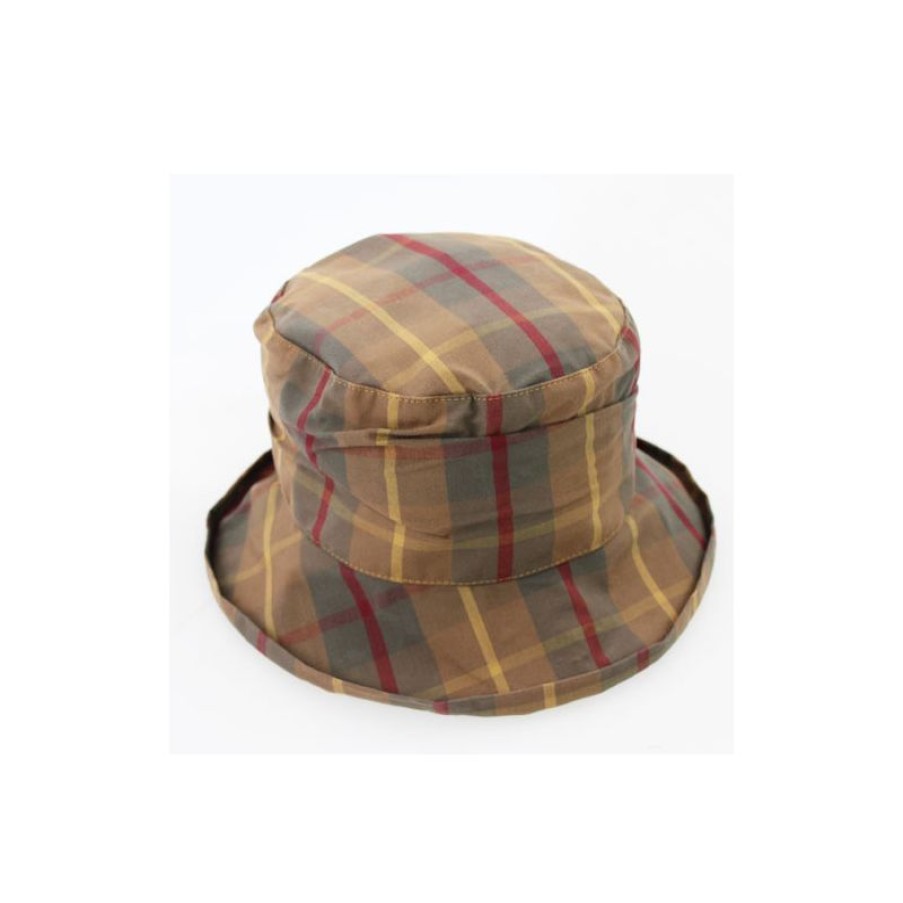 Clearance Chapeau De Pluie Tartan Marron