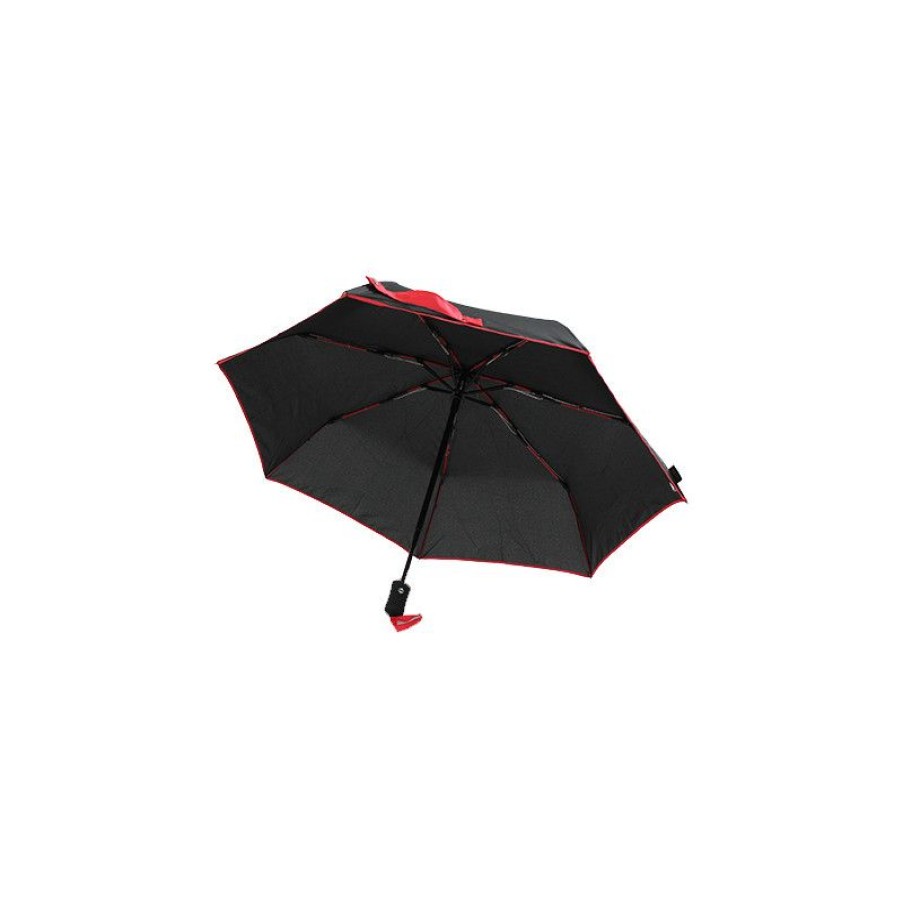 Online Parapluie Solide Noir Et Rouge Pliant Automatique