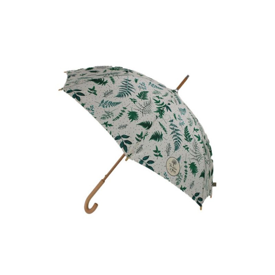 Clearance Parapluie Canne Cologique Motif Feuillage Ouverture Automatique