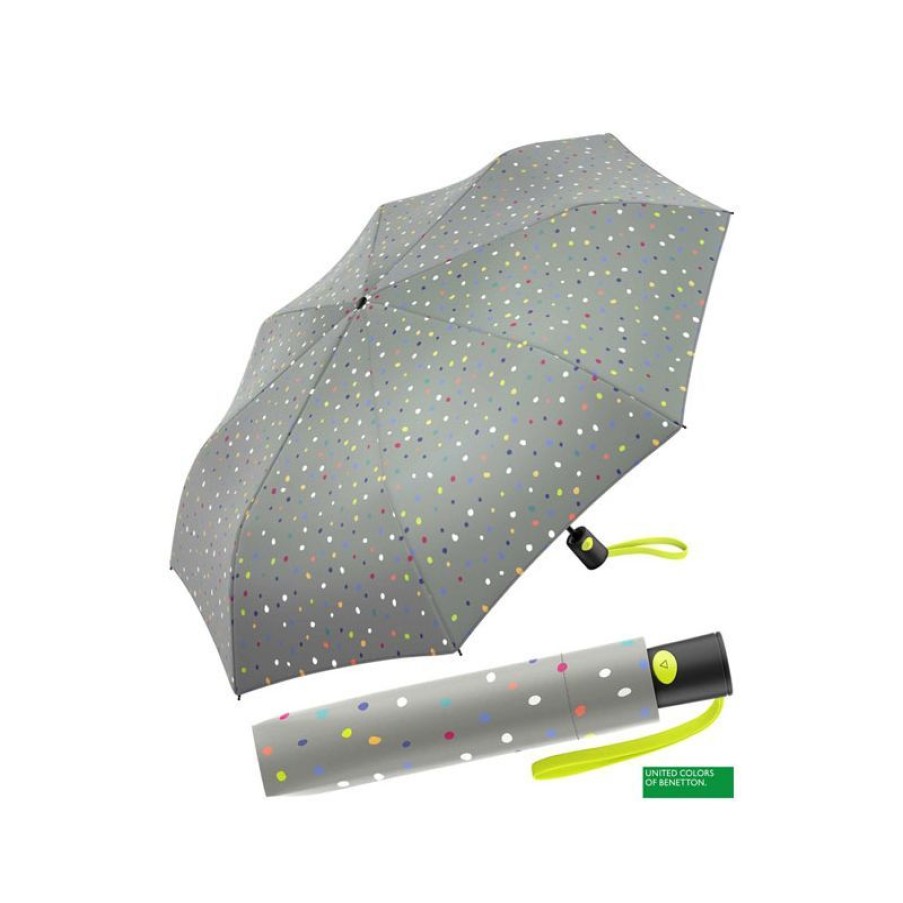 New Parapluie Pliant Gris Benetton A Pois Multicolores