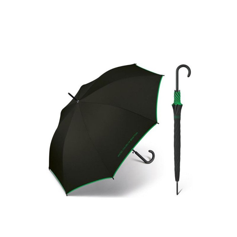 New Parapluie Droit Noir Benetton