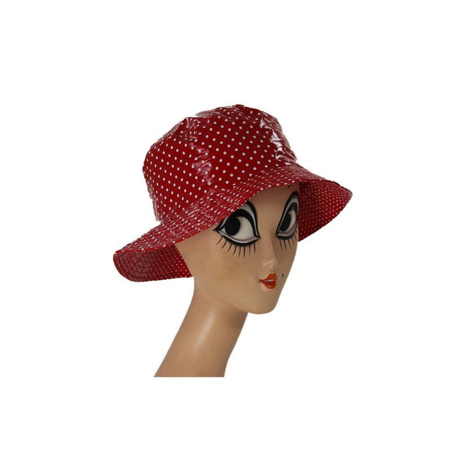 Clearance Chapeau De Pluie Lger Rouge Pois