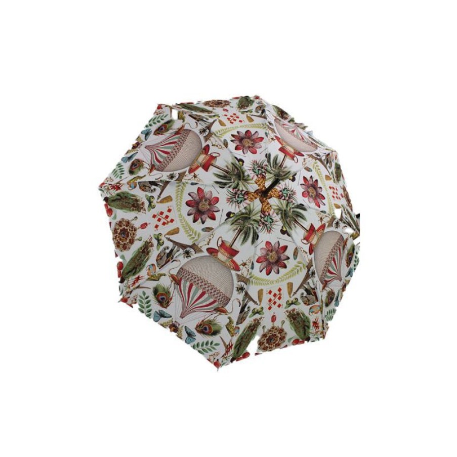 New Parapluie Canne De Luxe Blanc Jungle Tropicale