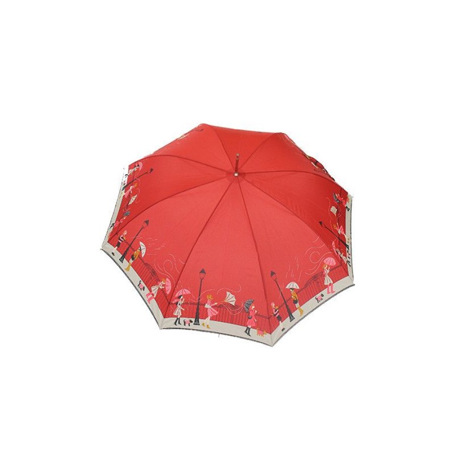 Wholesale Parapluie Rouge Femme Motif Tempu00Eate En Ville