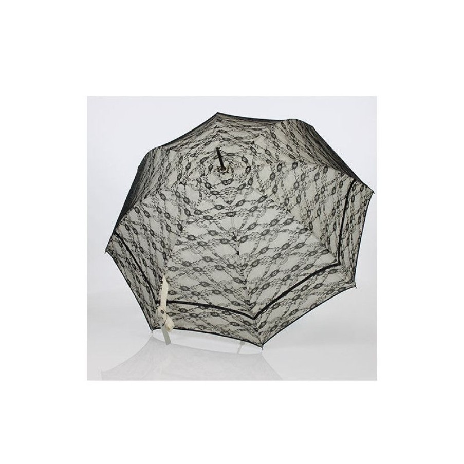 Online Parapluie Ferr Long Blanc Cass Et Dentelle Noire