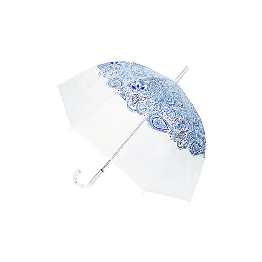 Hot Parapluie Cloche Transparent Cachemire Bleu