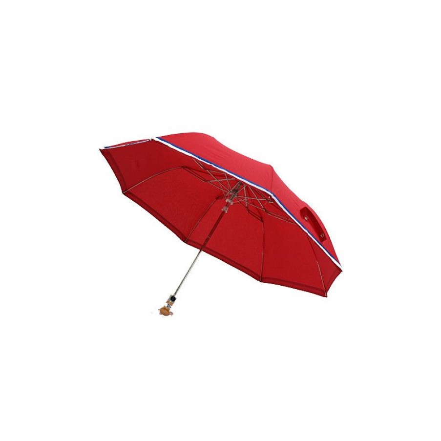 New Parapluie Pliant Haut De Gamme Rouge Liser Tricolore