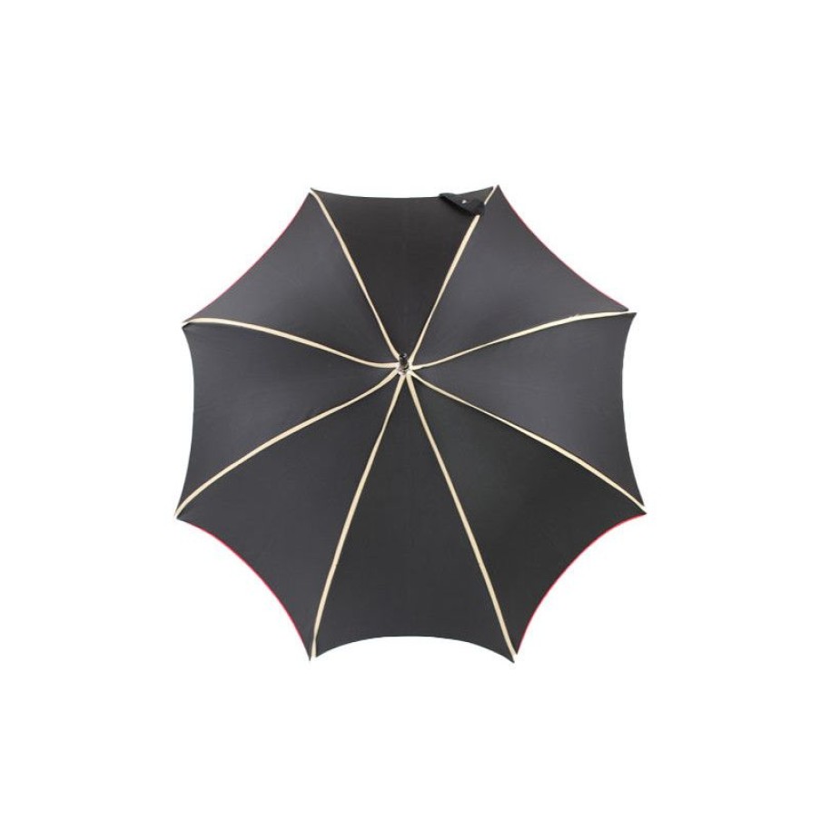 Wholesale Parapluie Noir Liseret Beige Forme Pagode