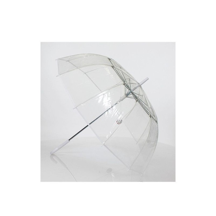 Online Grand Parapluie Transparent 12 Baleines Liser Blanc