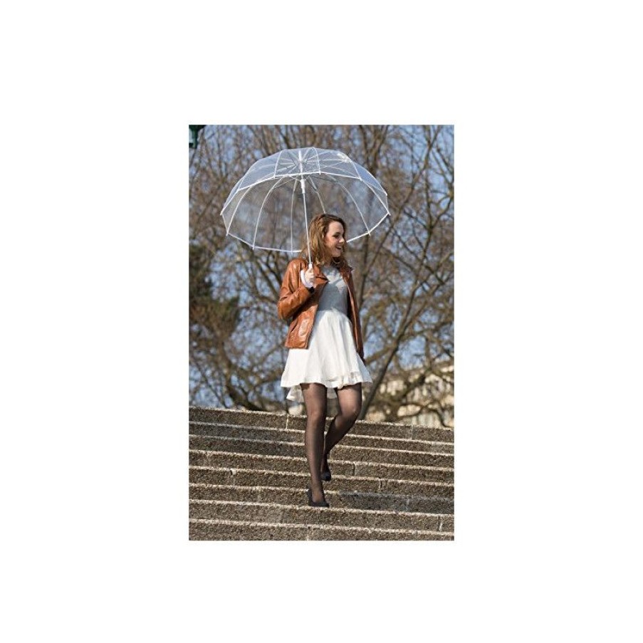 Online Grand Parapluie Transparent 12 Baleines Liser Blanc