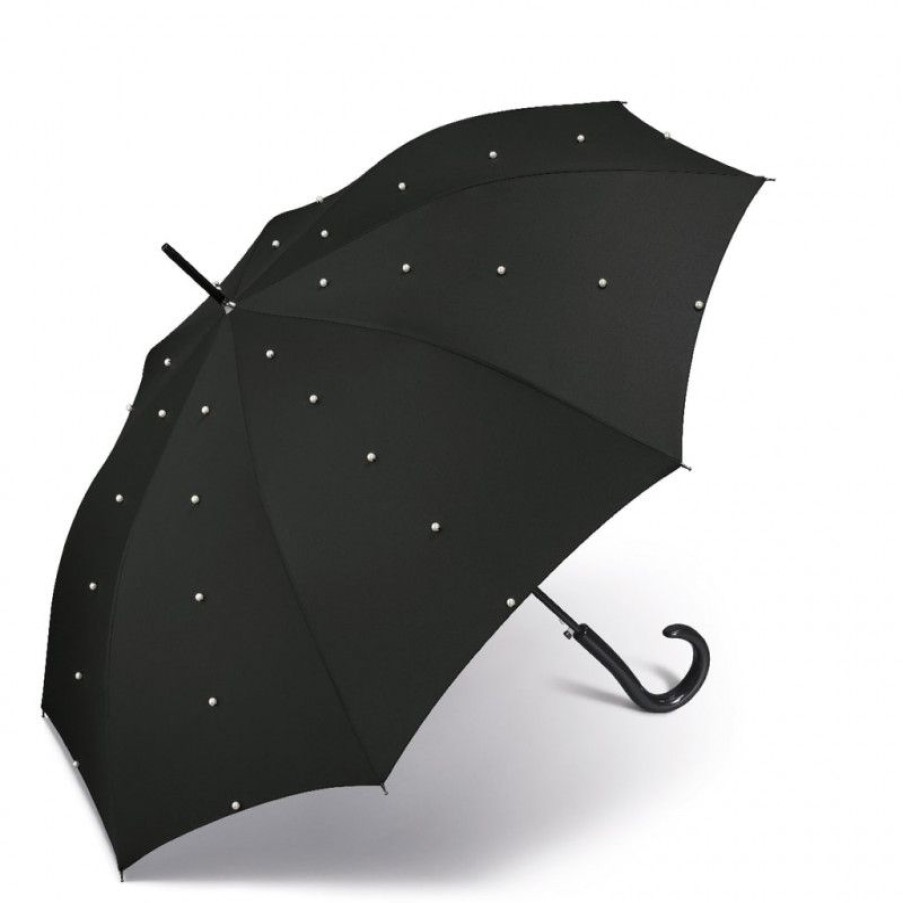 Clearance Grand Parapluie Noir Et Perles Pierre Cardin