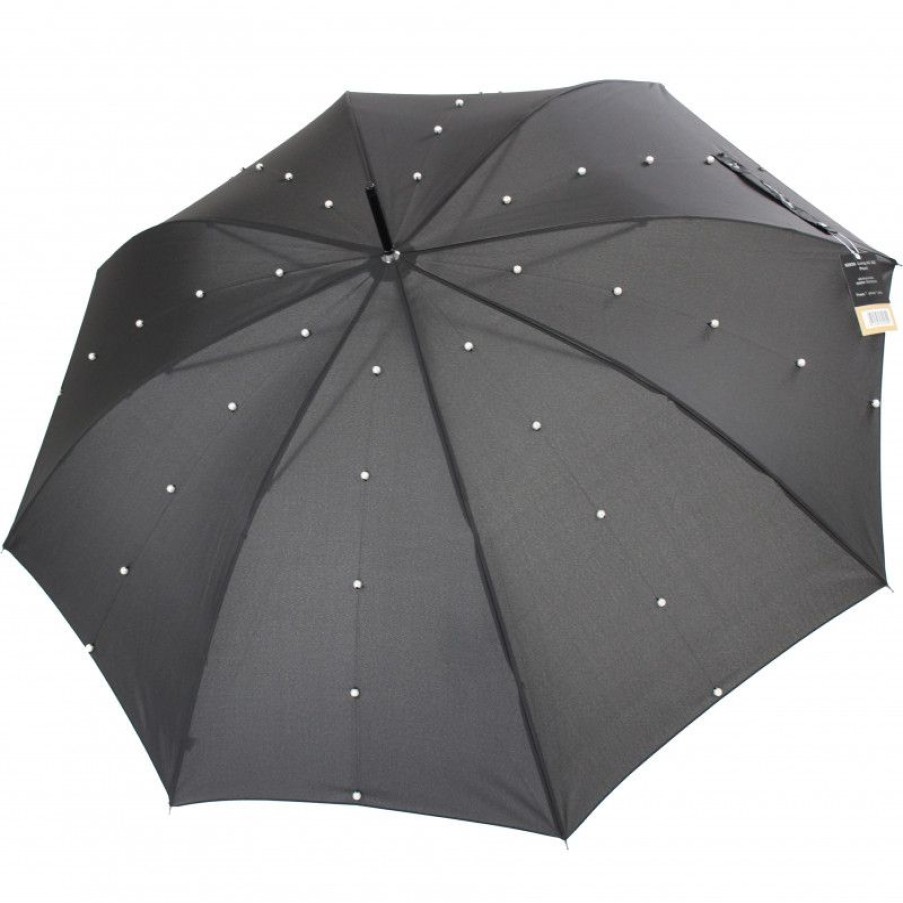 Clearance Grand Parapluie Noir Et Perles Pierre Cardin