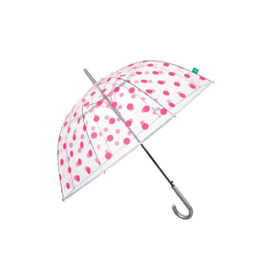 Wholesale Parapluie Transparent Automatique Pois Fuchsias