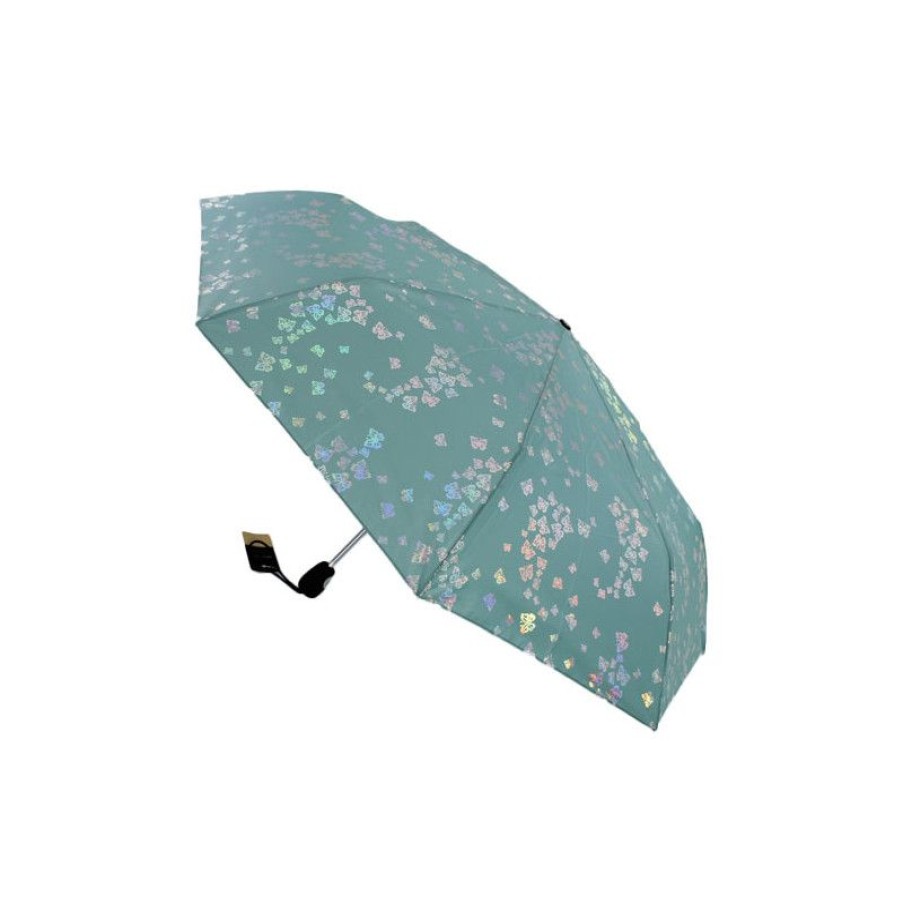 Online Parapluie Pliant Vert Deau Pierre Cardin Papillons Argent Effet Mtallique