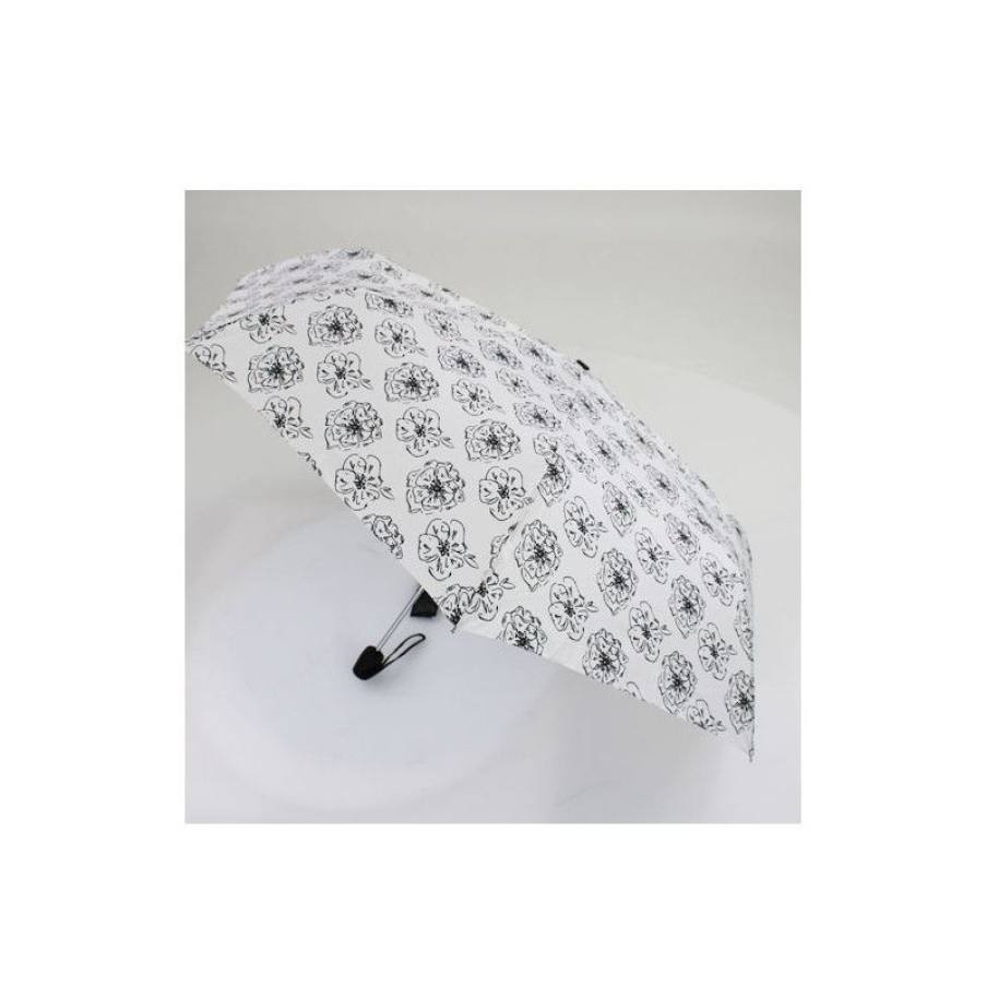 New Parapluie Pliant Black & White Flower Pierre Cardin