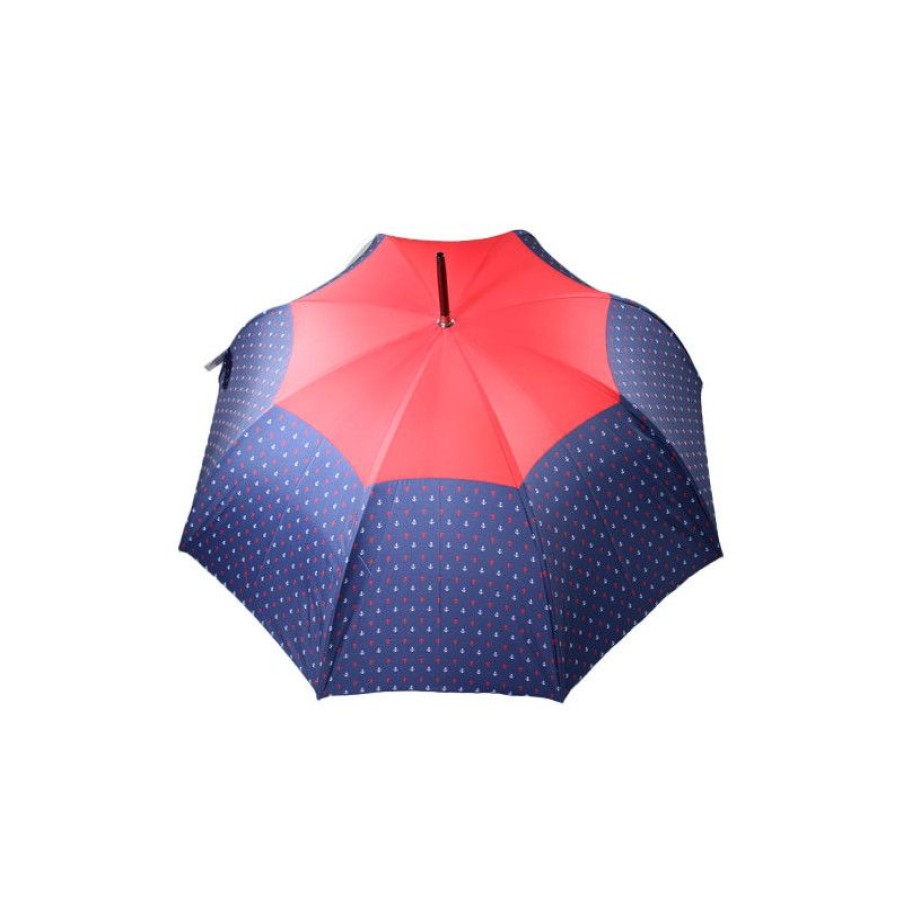 Clearance Parapluie Canne Ancre Marine Bleu Et Rouge