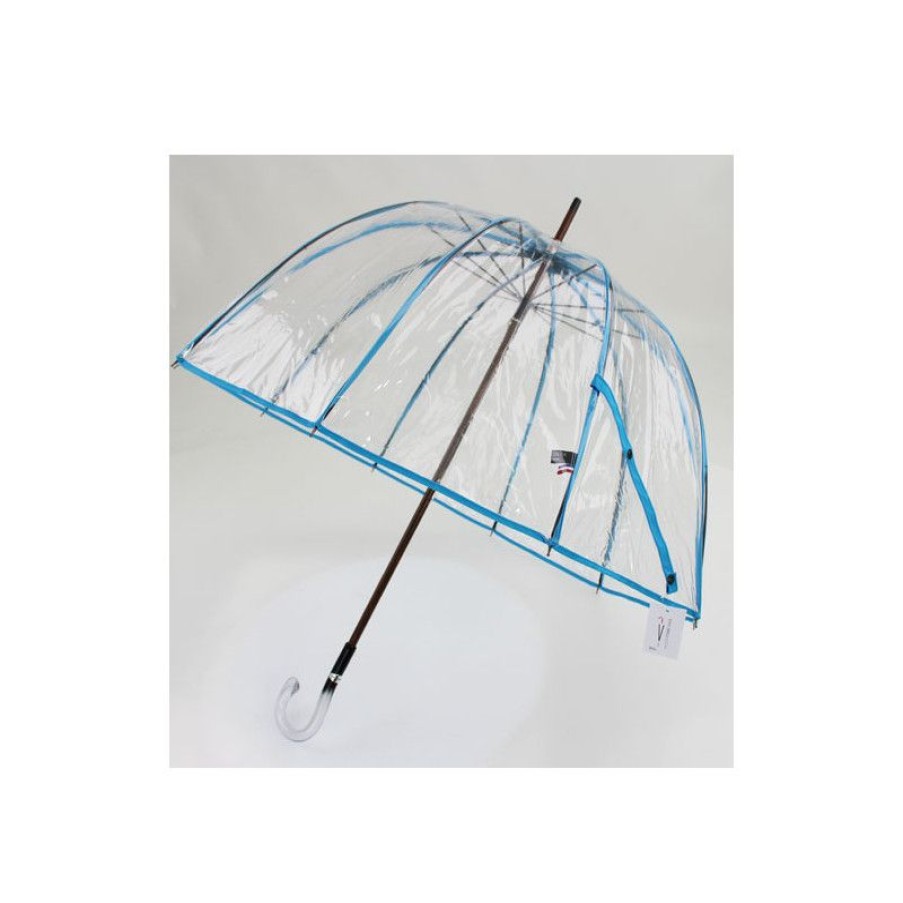 New Parapluie Transparent Cloche Made In France Ganse Turquoise