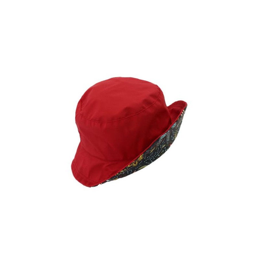 New Chapeau De Pluie Gomme Rouge Revers Motif Floral