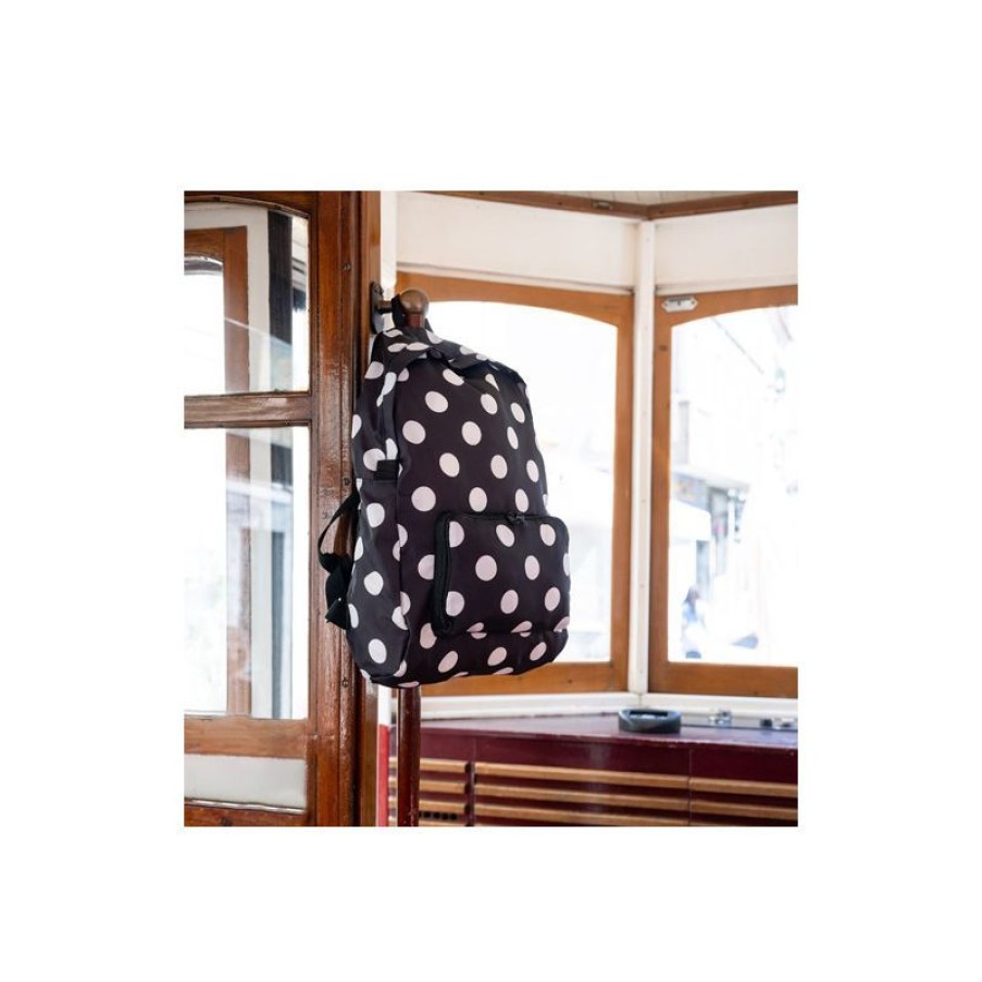 New Sac A Dos Pliable Noir A Pois