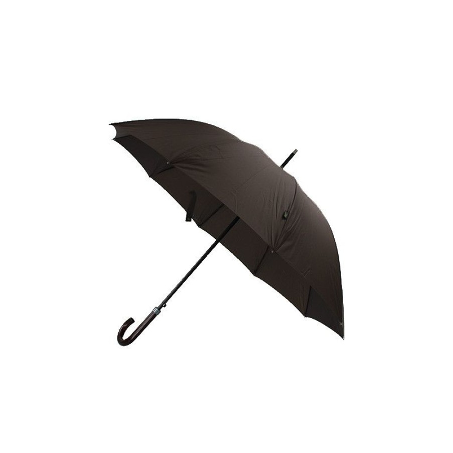 Online Grand Parapluie Chocolat 10 Baleines Poigne Bois