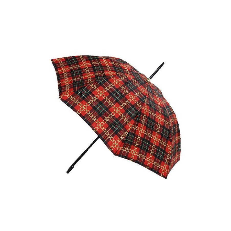 Clearance Parapluie Canne Tartan Rouge De Luxe