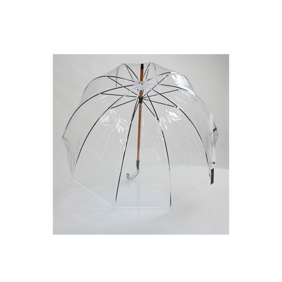 New Parapluie Transparent Cloche Made In France Ganse Blanche