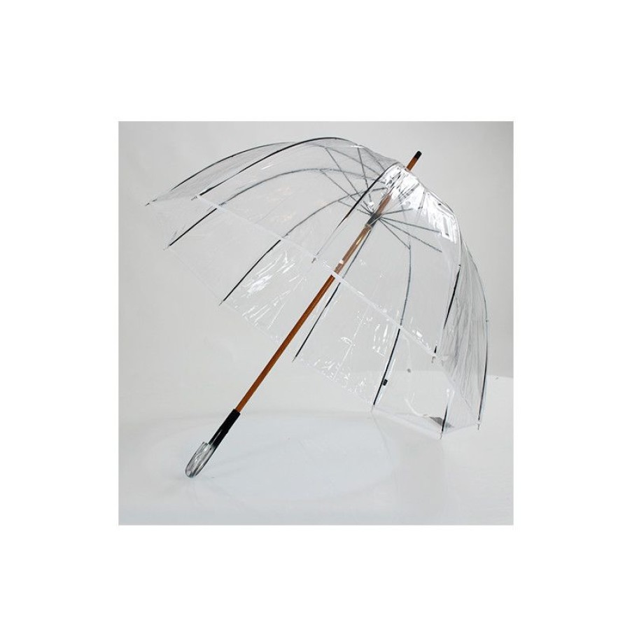 New Parapluie Transparent Cloche Made In France Ganse Blanche