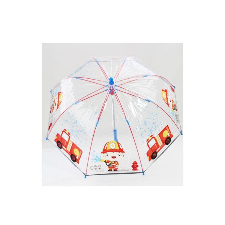 Hot Parapluie Cloche Enfant Transparent Pompier Bande Rflchissante